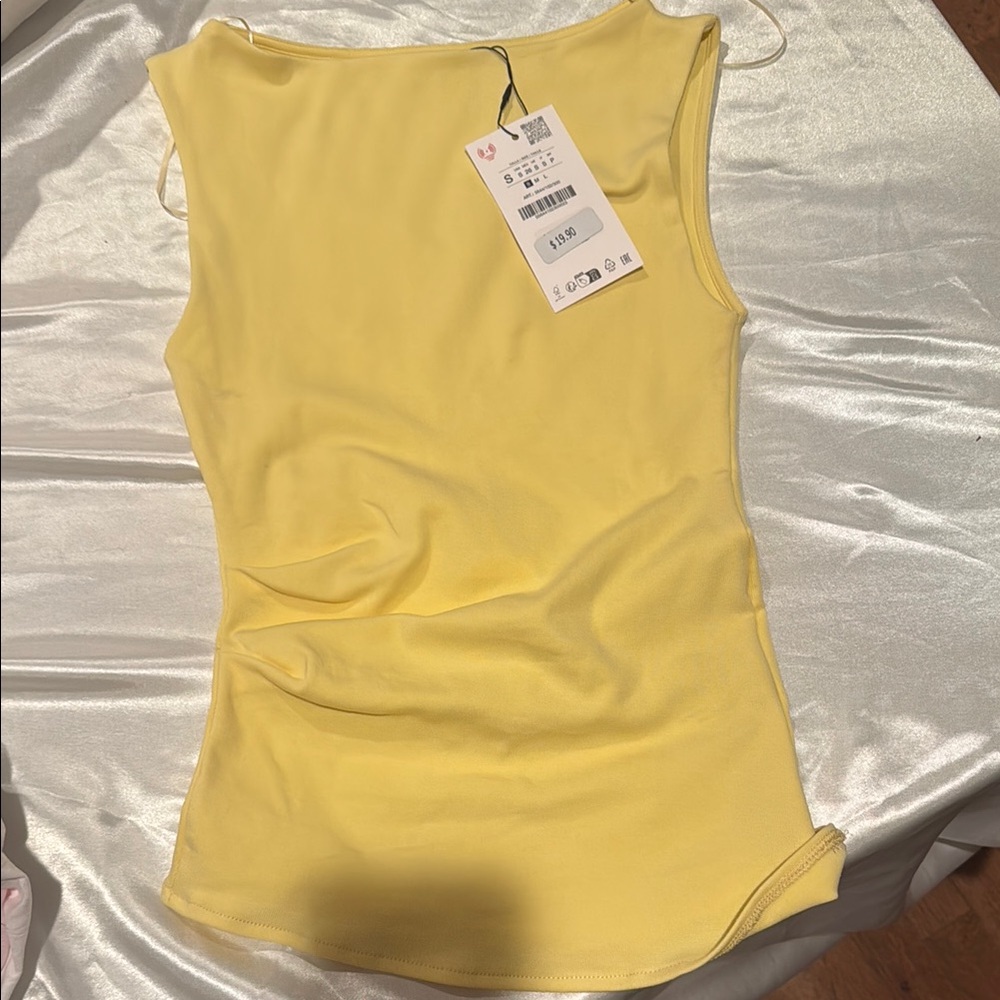 Zara Butter Yellow Sleeveless Women's Top